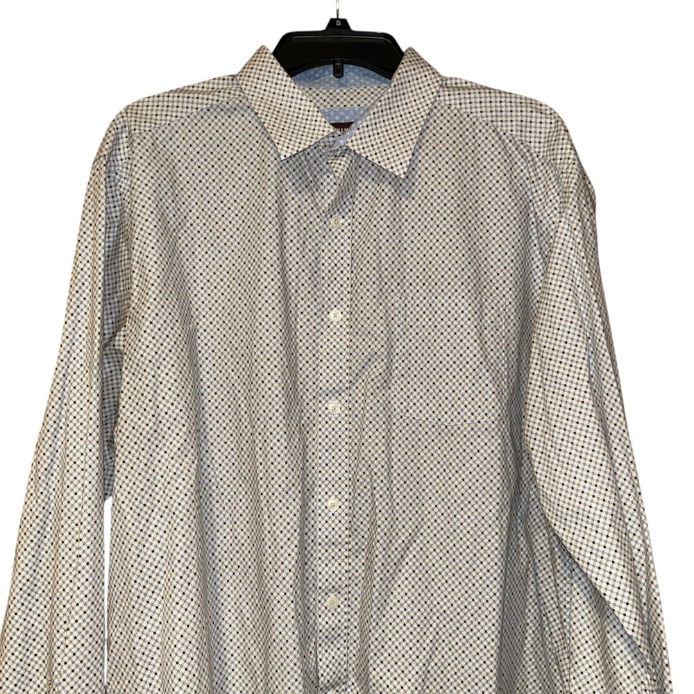 Johnston & Murphy Men’s Button Up Shirt Flip Cuff Cotton Geometric‎ Print XXL